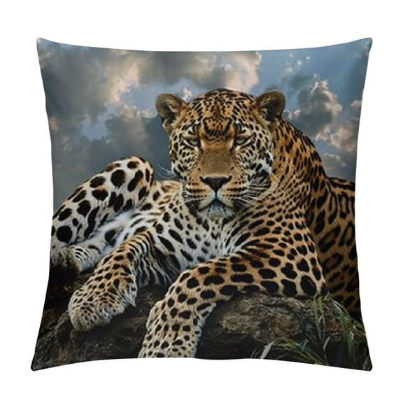 African Animal Safari Leopard Wildlife Pillow Cove Decorative Couch Pillow Cover for Sofa, Cushion Case Indoor Outdoor Home Decoration