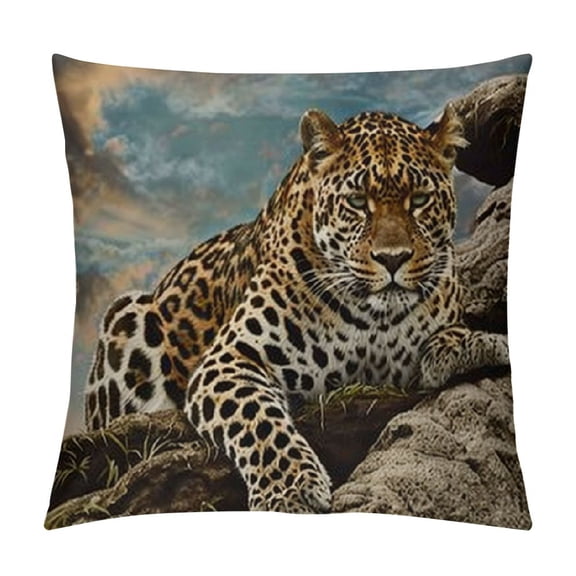 African Animal Safari Leopard Wildlife Pillow Cover ,Decorative Couch Pillow Cover for Sofa, Cushion Case Indoor Outdoor Home Decoration