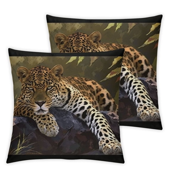 African Animal Safari Leopard Wildlife Pillow Cover inches,Decorative Couch Pillow Cover for Sofa, Cushion Case Indoor Outdoor Home Decoration