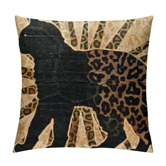 African Animals,Giraffe,Elephant,Horse,Leopard with Zebra Pattern &amp; Leopard Pattern Decorative Throw Pillow Covers,One-Side Printed,