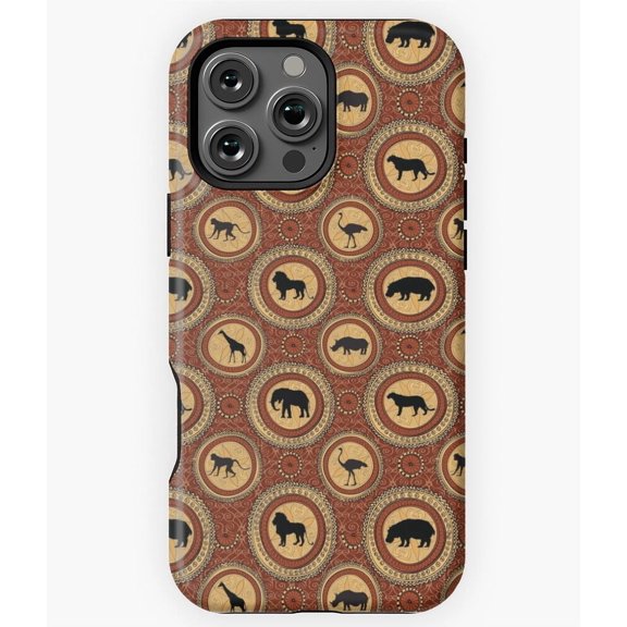African Animals Pattern Safari Phone Case for iPhone 16 15 14 13 12 11 Pro Max
