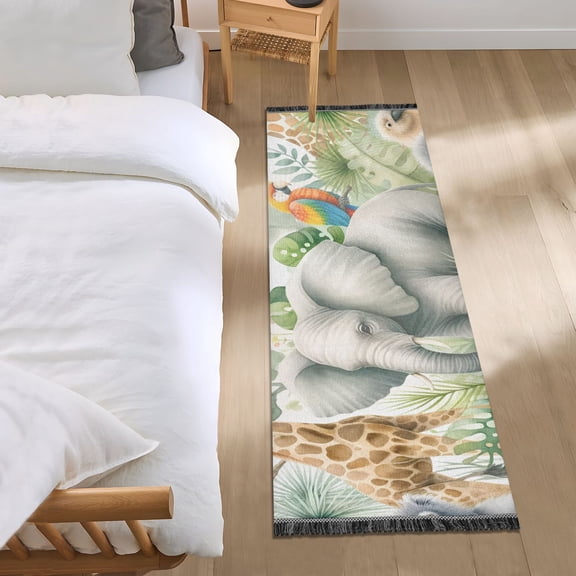 African Animals and Natural Elements Runner Area Rug 2x6 Soft Non-Slip Washable Bedside Carpet for Hallway Bedroom Living Room Home Decor