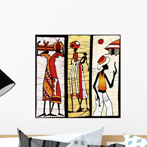 African Art Wall Mural by Wallmonkeys Peel and Stick Graphic (18 in W x 18 in H) WM246676