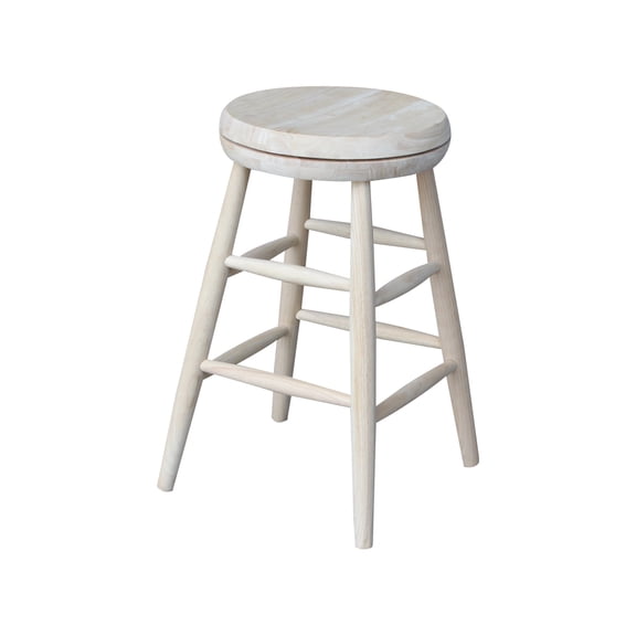 African Artifacts Swivel Scooped Seat Stool, 24" Seat Height, Solid Hardwood, 14" x 14" x 24", Fully Assembled, Ideal for Residential Use, Stylish & Durable