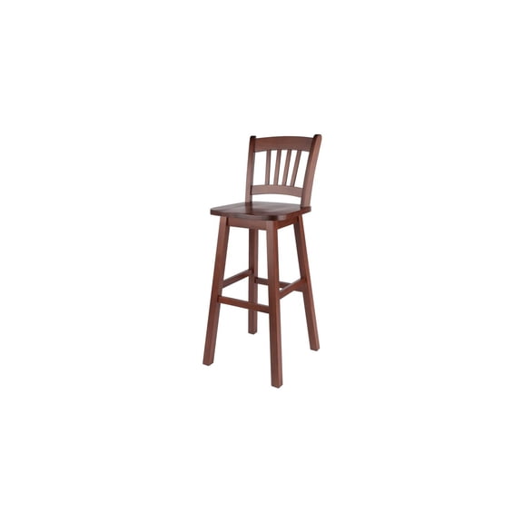 African Artifacts Swivel Seat Bar Stool, Walnut