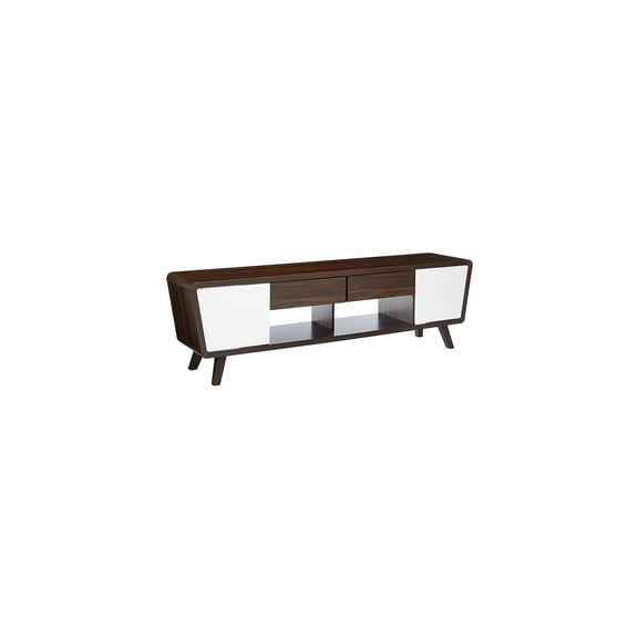 African Artistry TV Stand 15.5" x 74" x 21.5" White and Brown Mid Century Modern Console with Polished Aesthetic for Living Room