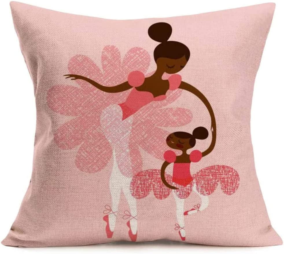African Ballet Girl Throw Pillow Covers Big Ballerina Teaching Little