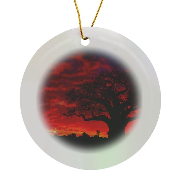 3drose, African Baobab Tree, Tarangire National Park, Tanzania-af45 Aje0264 - Adam Jones, Circle Porcelain Ornament