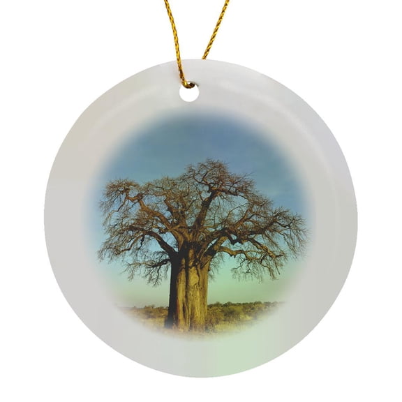 3drose, African Baobab Tree, Tarangire National Park, Tanzania-af45 Aje0268 - Adam Jones, Circle Porcelain Ornament