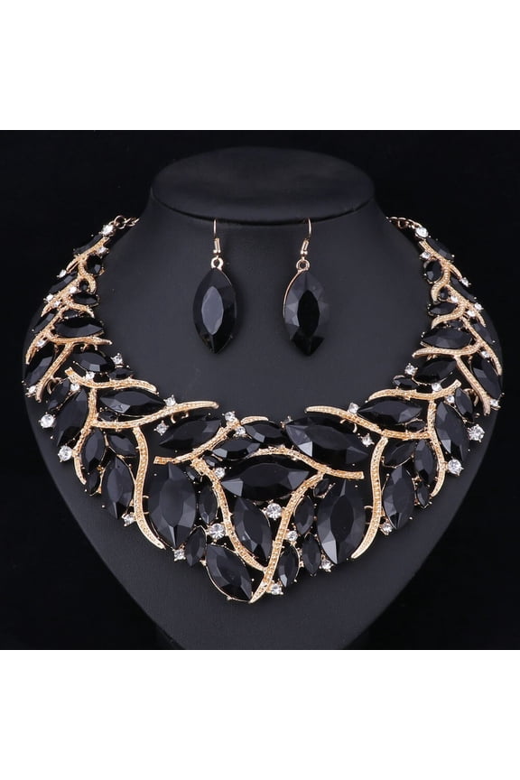 African Beads Jewelry Sets For Women Accessories Wedding Bridal Crystal Pendant Statement Necklace Earring Jewelry Set
