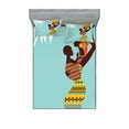 thumbnail image 1 of African Bedding Set with Sheet & Covers, Mother with Her Baby in Clothes Retro Style Fashion Image, Printed Bedroom Decor 2 Shams, 4 Sizes, Turquoise Marigold, by Ambesonne, 1 of 3
