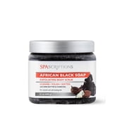 SpaScriptions African Black Soap Exfoliating Body Scrub with Shea Butter & Charcoal, 21 oz