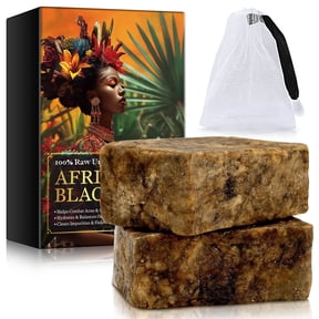 African Black Soap for Acne & Dark Spots - Natural Vegan and Cruelty Free - 2Pack