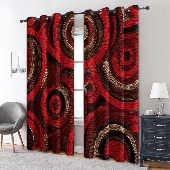 African Blackout Curtains, Tribal Ethnic Curtains for Bedroom Living Room - Afro Bohemian Geometric Decor Window Treatments, Grommet Drapes 42"W x 84"L (Pack of 2)