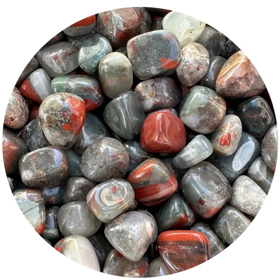African Bloodstone Tumbled Stones, Polished African Bloodstone Gemstone, African Bloodstone Healing Crystals (African Bloodstone, 5 Pound)