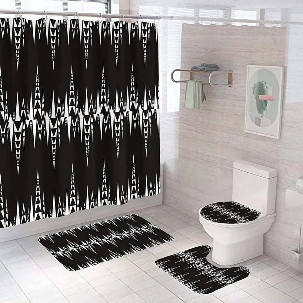 African Boho Retro Traditional Rhombus Shower Curtain Set Summer ...