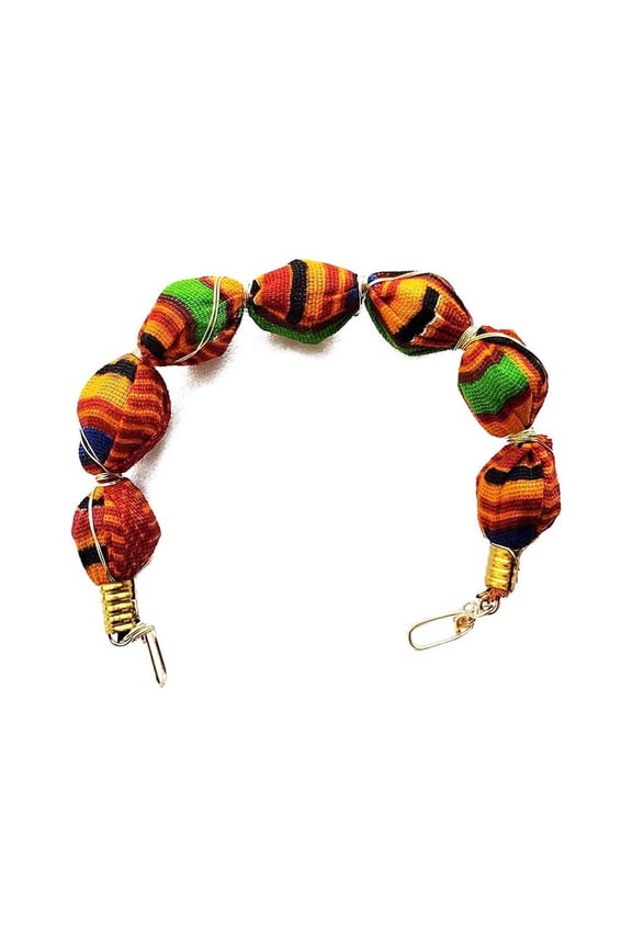 African Bracelet wrapped in Kente Print Fabric