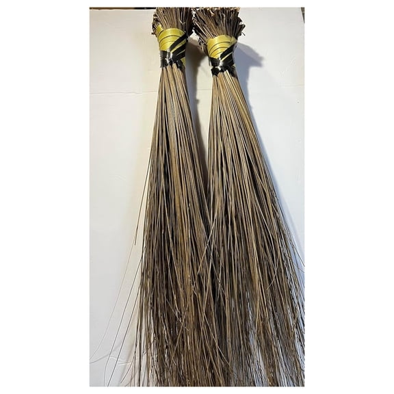 African Broom 2 Pack - 32 Inch Handcrafted Palm Broom - Traditional Sweeping Brush for Indoor & Outdoor Use - Natural Fiber Floor Broom