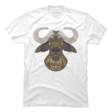 African Buffalo Mens White Graphic Tee - Design By Humans  XL