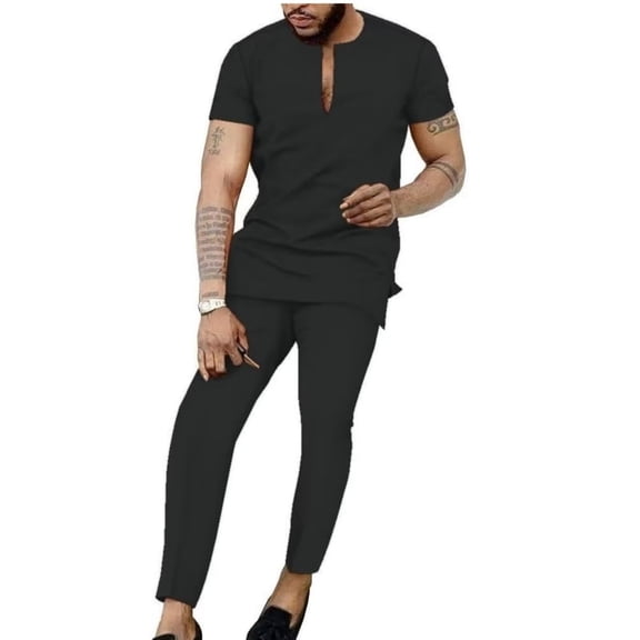 African Clothes for Men Dashiki Shirts and Pants Two Piece Set Shorts Sleeve African Outfits Casual Mens Clothing Sets