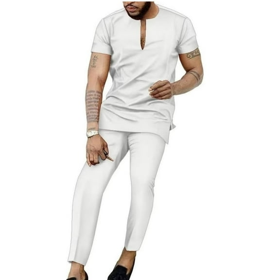 African Clothes for Men Dashiki Shirts and Pants Two Piece Set Shorts Sleeve African Outfits Casual Mens Clothing Sets