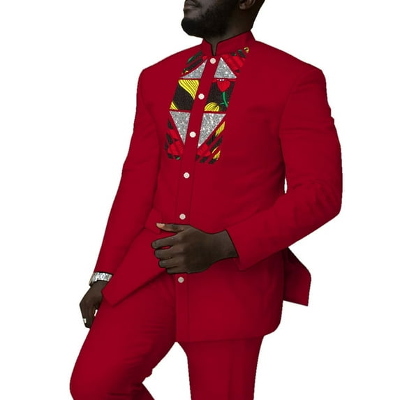 African Clothes for Men Dashiki Trousers Suit Long Sleeve Robe Shirt and Pant Set WYN1495