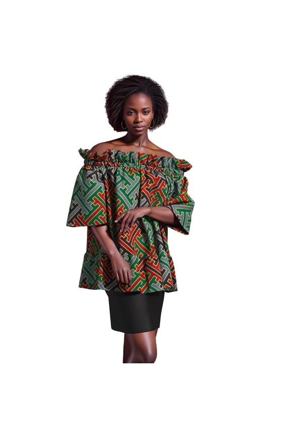 African Clothes for Women Ankara Print Shirts Women off Shoulder Top