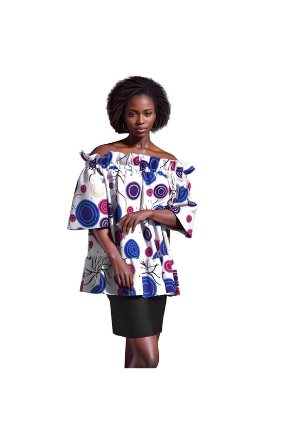 African Clothes for Women Ankara Print Shirts Women off Shoulder Top