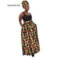 thumbnail image 1 of African Clothes for Women Long Print Skirt with Headscarf Maxi Skirts Ankle-Length WY268, 1 of 5