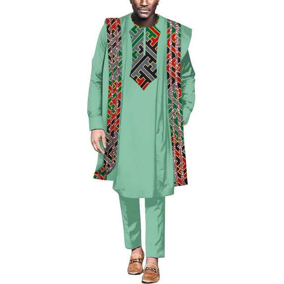 African Clothing for Men Dashiki Outfits Long Sleeve robe Shirt and Pants 3pcs sets African Mens party Clothes