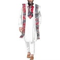 thumbnail image 1 of African Clothing for Men Dashiki Outfits Long Sleeve robe Shirt and Pants 3pcs sets African Mens party Clothes, 1 of 5