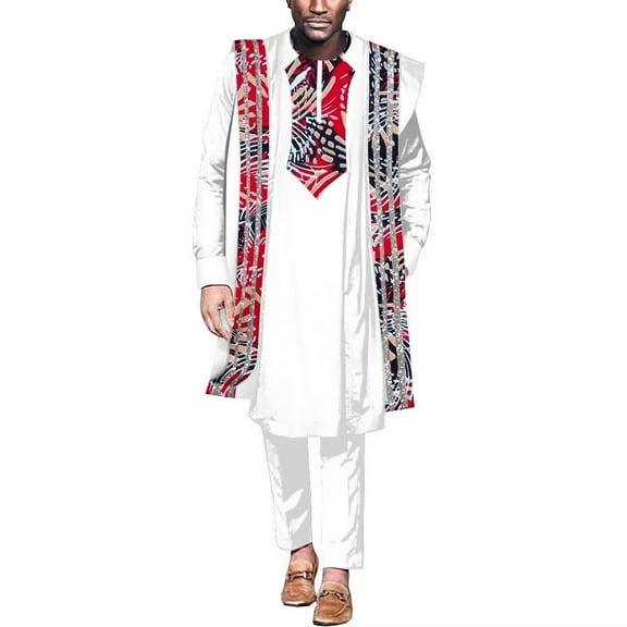 African Clothing for Men Dashiki Outfits Long Sleeve robe Shirt and Pants 3pcs sets African Mens party Clothes