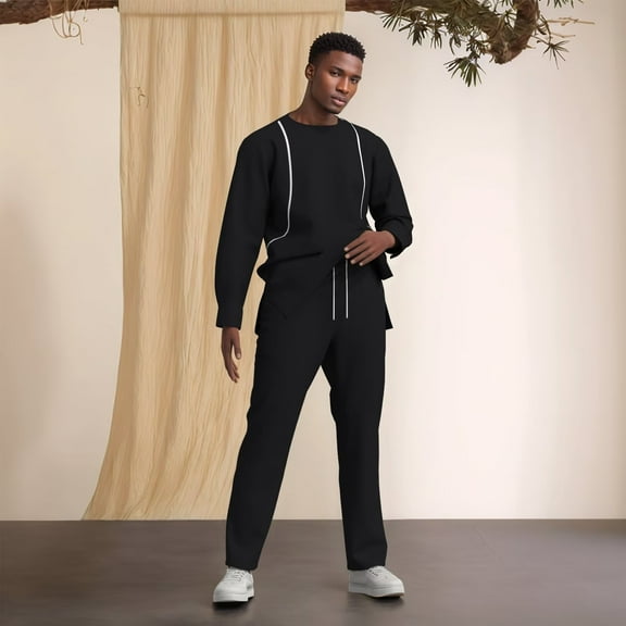 African Clothing for Men Suits Long Dashiki Top Shirts and Pants Sets African Men Outfits