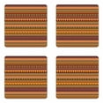 thumbnail image 1 of African Coaster Set of 4, Exotic Culture Folkloric Eye Triangle Rhombus and Diamond Shapes Ethnic, Square Hardboard Gloss Coasters, Standard Size, Multicolor, by Ambesonne, 1 of 2