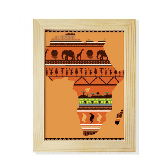 African Continent Name Landscape Map Desktop Adorn Photo Frame Display Art Painting Wooden