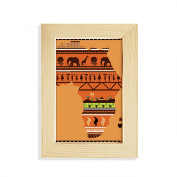 African Continent Name Landscape Map Desktop Display Photo Frame Picture Art Painting 5x7 inch