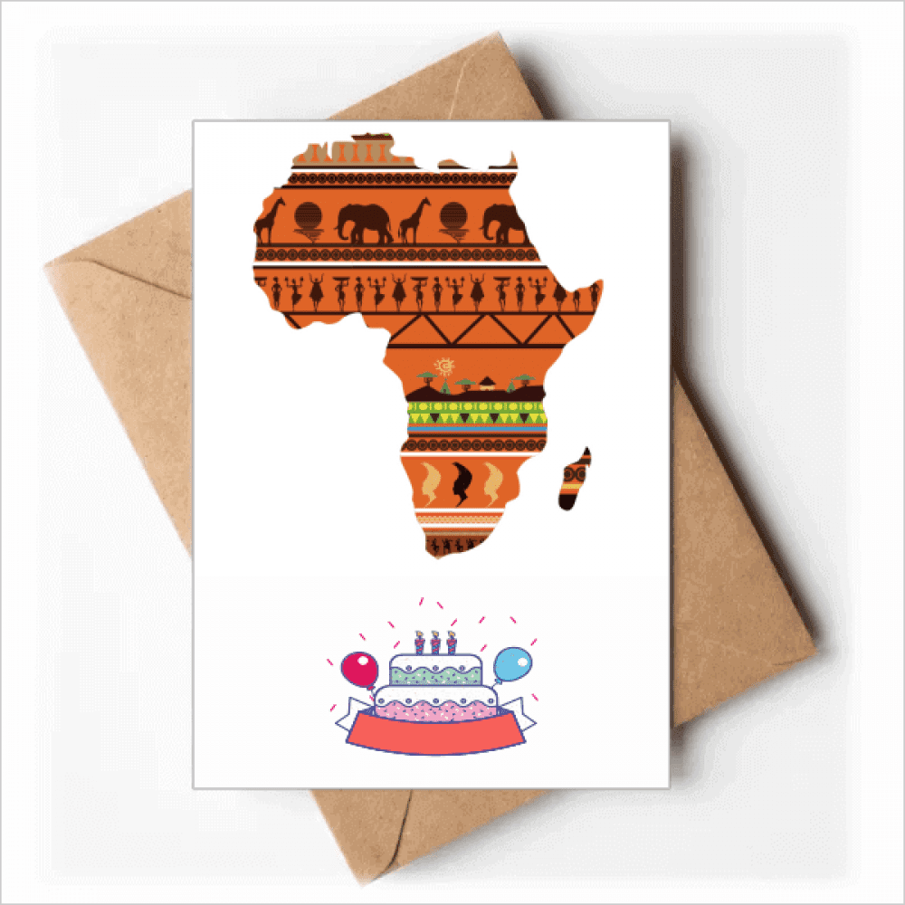 African Continent Name Landscape Map Happy Birthday Greeting Cards Envelopes Blank