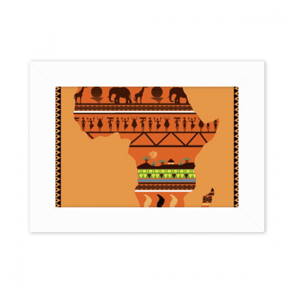 African Continent Name Landscape Map Photo Mount Frame Picture Art Painting Desktop 5x7 inch