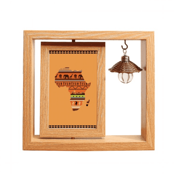 African Continent Name Landscape Map Wooden Rotating Picture Photo Frame 4x6