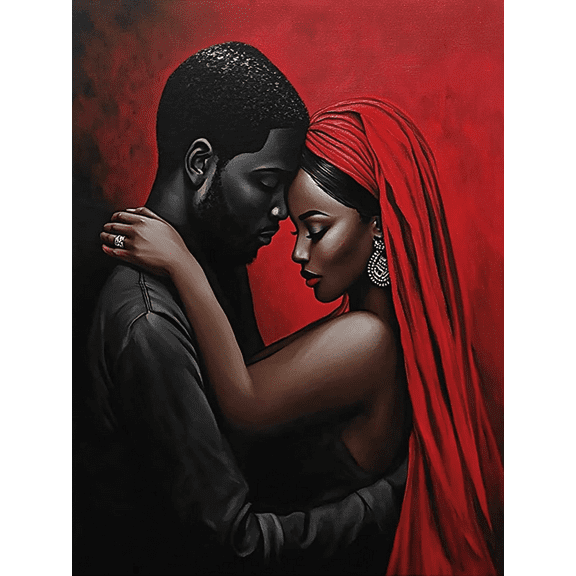 African Couple Embrace Decorative Painting/Canvas Art Perfect for Living Room Bedroom Dining Room Office Hotel Bar Study Room Gallery Apartment Dorm and Wedding Decor.