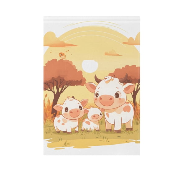 African Cow Family Garden Flag House Banner 12" x 18" Double Sided Outdoor Yard Decoration