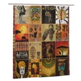 African Culture Shower Curtain,Waterproof Polyester Fabric Decorative