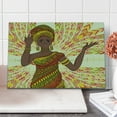 thumbnail image 1 of African Cutting Board, Dancing Woman Hand Drawing Geometric Ornament Colorful Print, Decorative Tempered Glass Cutting and Serving Board, Large Size, Green Red Yellow, by Ambesonne, 1 of 1
