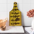 thumbnail image 1 of African Cutting Board, Silhouette of Female Bodies Exotic Design Savannah Women Art Print, Decorative Tempered Glass Cutting and Serving Board, Wine Bottle Shape, Marigold and Brown, by Ambesonne, 1 of 1