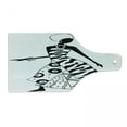thumbnail image 1 of African Cutting Board, Woman Silhouette in Native Fashion Clothes Accessories Drawing, Decorative Tempered Glass Cutting and Serving Board, Wine Bottle Shape, Black and White, by Ambesonne, 1 of 1