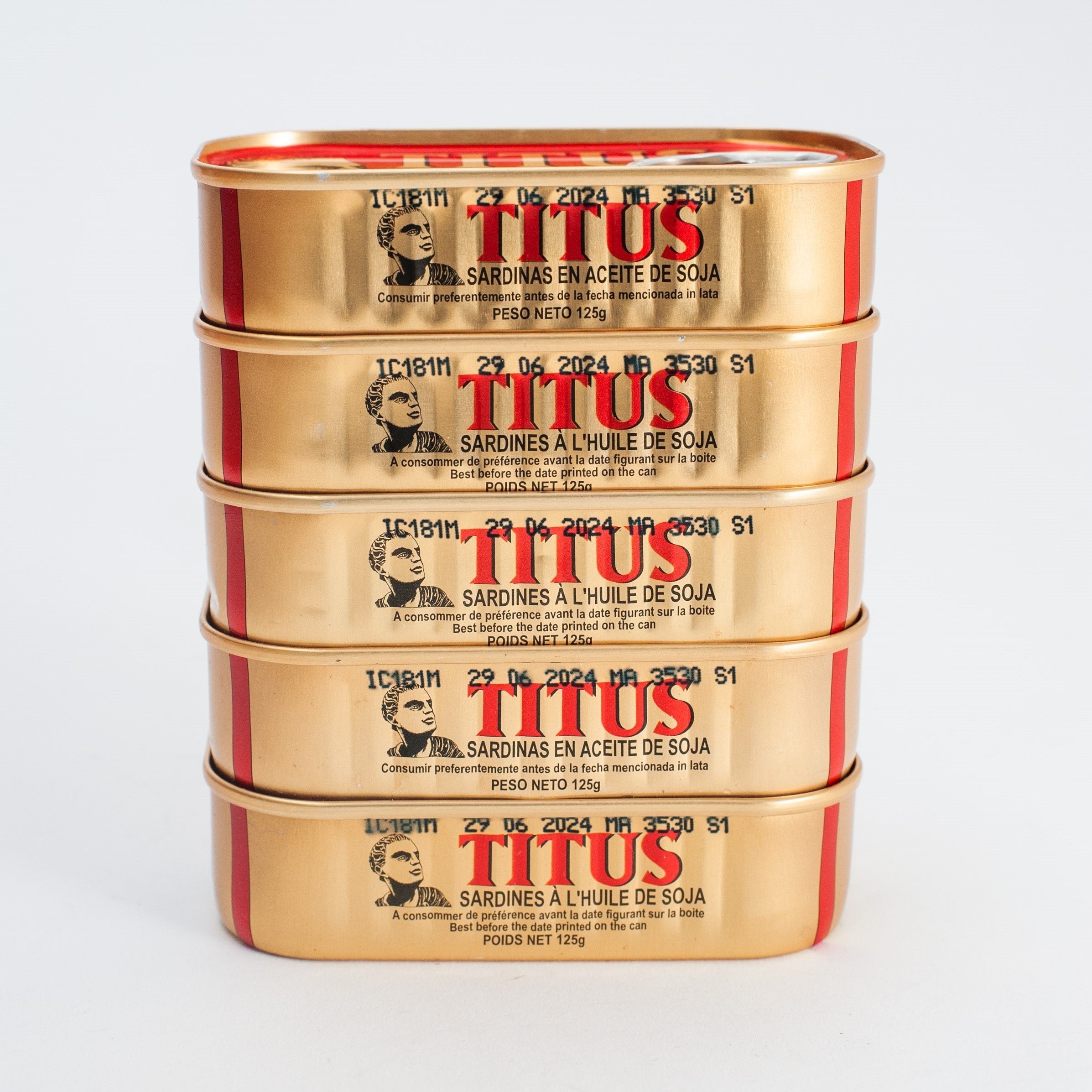 African Delights Titus Sardines in Soybean Oil - Regular - Pack of 5