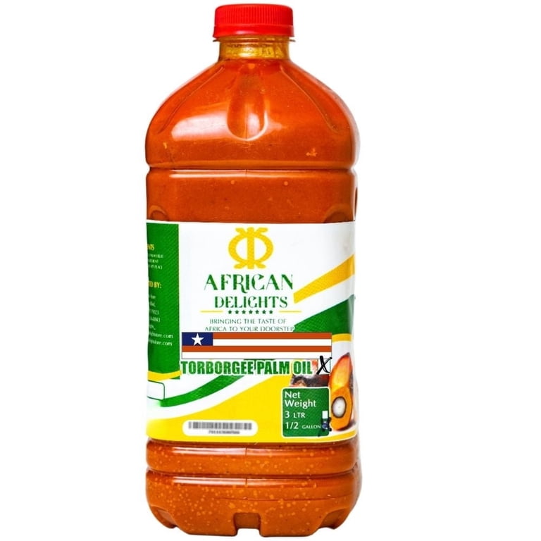 African Delights Pure Cooking Torborgee Palm Oil, 3 Liters