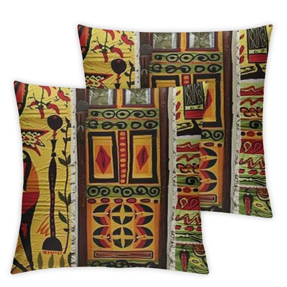 African Design Elements Throw Pillow Cover Culture Face History Indigenous Aboriginal Graphic Pillow Case Inch Decorative Men Women Boy Girl Room Cushion Cover for Home Couch Bed