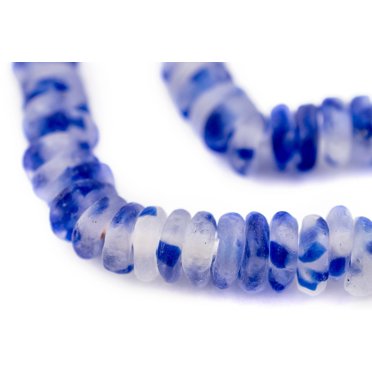 The Bead Chest Cobalt Blue Recycled Glass Beads - 18mm Large Hole - Ghana African Sea Glass Round