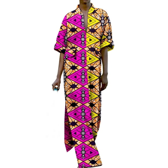 African Dress for Women Half Sleeve Vestidos Lady Dress with Pocket Party Clothing KG001